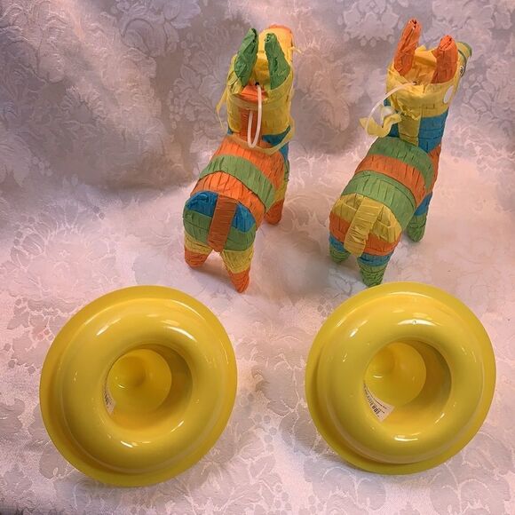 2 Piñatas Miniatures Decorations With Hats 7 Inches Tall Cinco De Mayo Day Dead - Picture 5 of 7